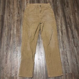 American Eagle Corduroy Pants Women's 6 Long Mom Straight Tan Khaki Retro 70s